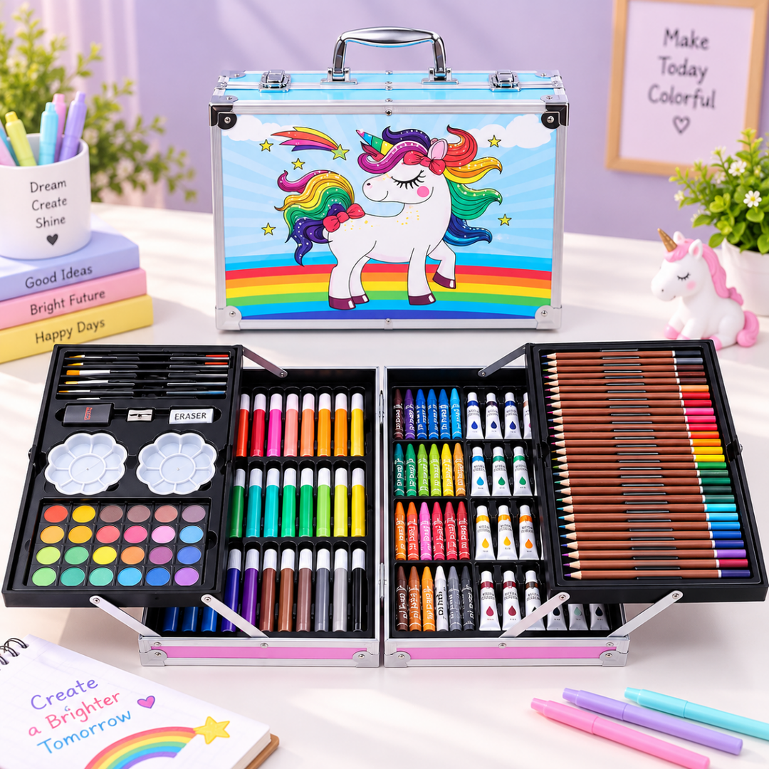 Unicorn Mega Art Set for KidsCrafty CuddleUnicorn Mega Art Set for KidsSkyBlue145pcsBirthday Gift for KidsColoring Kit for Kids