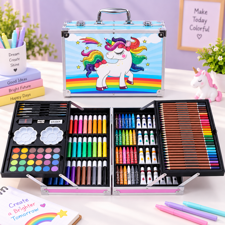 Unicorn Mega Art Set for KidsCrafty CuddleUnicorn Mega Art Set for KidsSkyBlue145pcsBirthday Gift for KidsColoring Kit for Kids