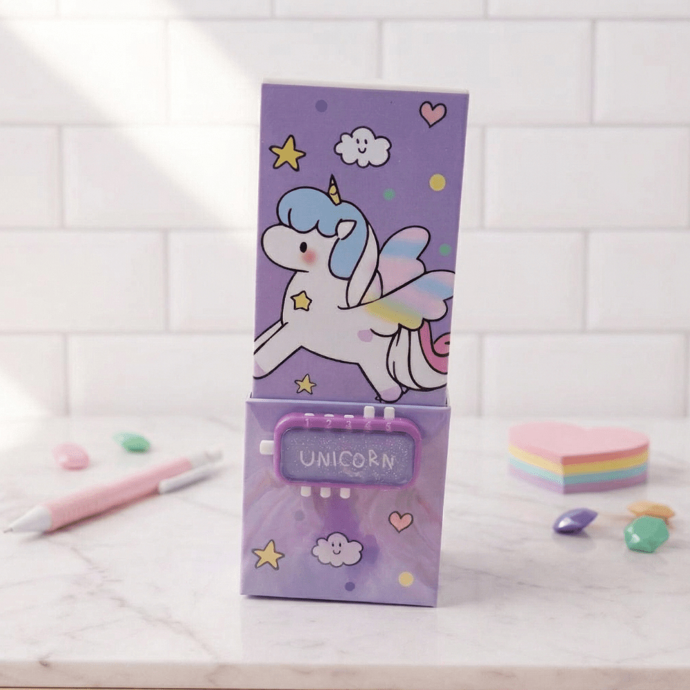 Unicorn Pen Stand with Password Lock & MirrorUnicorn Magic Pen StandCrafty CuddleUnicorn Pen Stand with Password Lock & MirrorUnicorn Pen Stand-Pink-2PurpleDesk Organizer for KidsKawaii Stationery