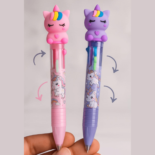 Unicorn Stationery Gift SetStationery SetsCRAFTY CUDDLETwo colorful pens with cartoon animal designs held by a hand against a plain background.BackToSchoolCuteStationery