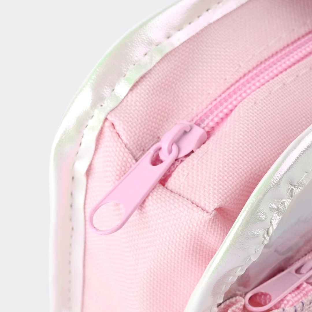 Top view showing high-quality zipper on magical unicorn pencil case.