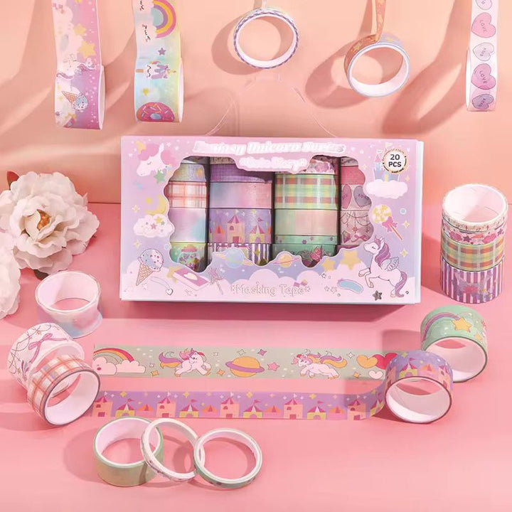 Unicorn Washi Tape Set – 20 RollsDecorative Washi TapeCrafty CuddleUnicorn washi tape set with 20 decorative pastel tape rolls for crafts and journaling StationeryAddictUnicornWashiTape WashiTapeSet CuteStationery JournalingSupplies Scrapbooking PlannerDecoration DIYCrafts KawaiiStationery GiftWrappingIdeas StationeryAddict