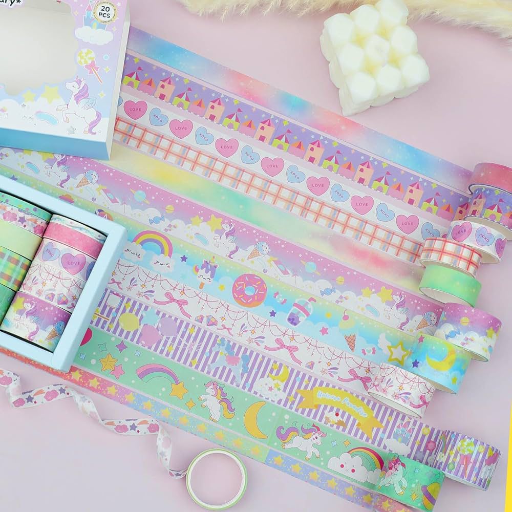 Unicorn Washi Tape Set – 20 RollsDecorative Washi TapeCrafty CuddleUnicorn washi tape set with 20 decorative pastel tape rolls for crafts and journaling StationeryAddictUnicornWashiTape WashiTapeSet CuteStationery JournalingSupplies Scrapbooking PlannerDecoration DIYCrafts KawaiiStationery GiftWrappingIdeas StationeryAddict