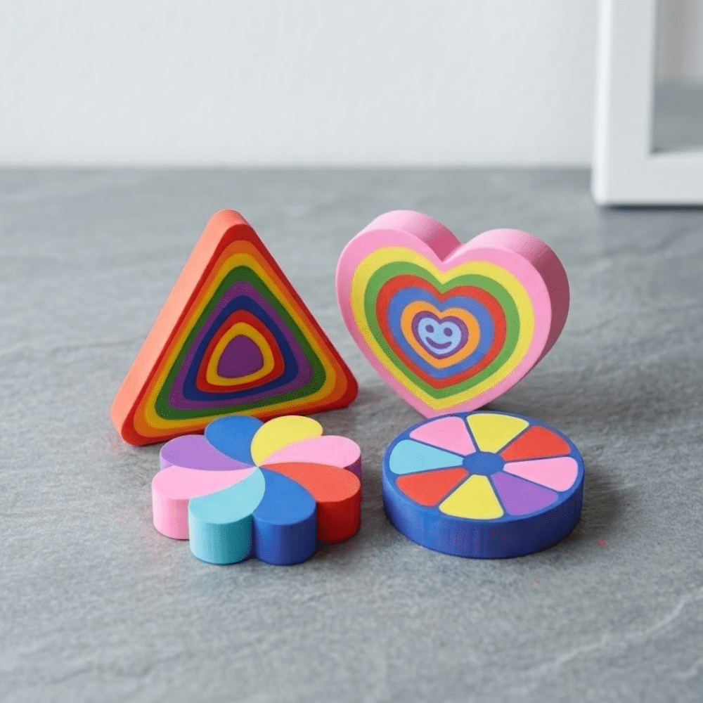 Vibrant Rainbow ErasersCrafty CuddleColorful Erasers on a gray surfaceRainbow Erasers-44
