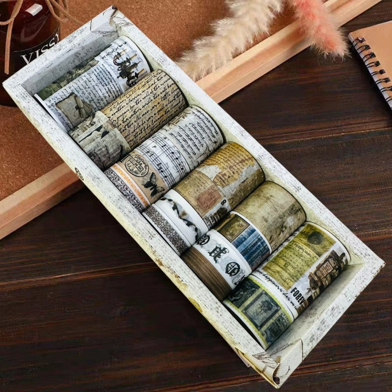 Vintage Text Washi Tape Set- 18 Rolls