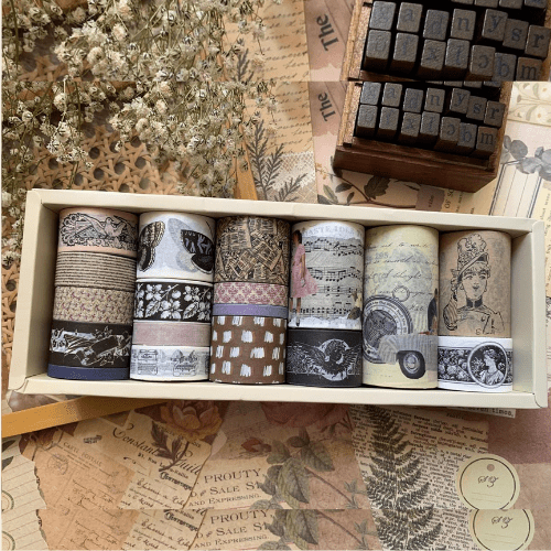 Vintage Washi Tape Set – 18 Rolls