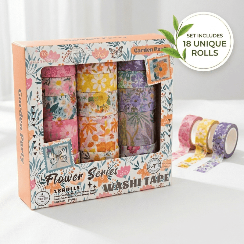 Washi Tape- 18 Rolls Flower Series