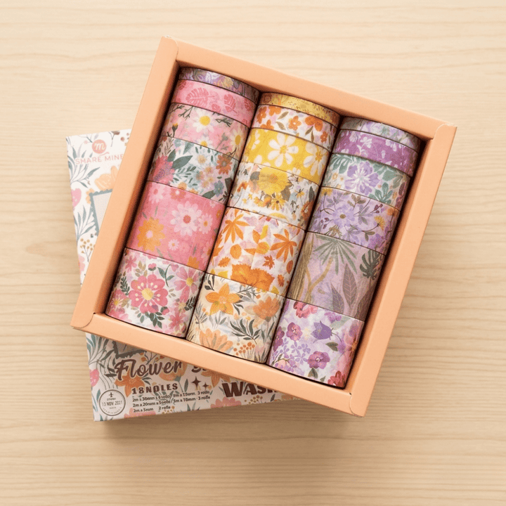 Washi Tape - 18 Rolls Flower SeriesDecorative Washi TapeCrafty CuddleWashi Tape - 18 Rolls Flower Serieswashitape washitapelove washitapeaddict floralstationery botanicalstationery naturestationery journaling junkjournal scrapbooking artjournaling creativejournaling aestheticstationery stationerylovers