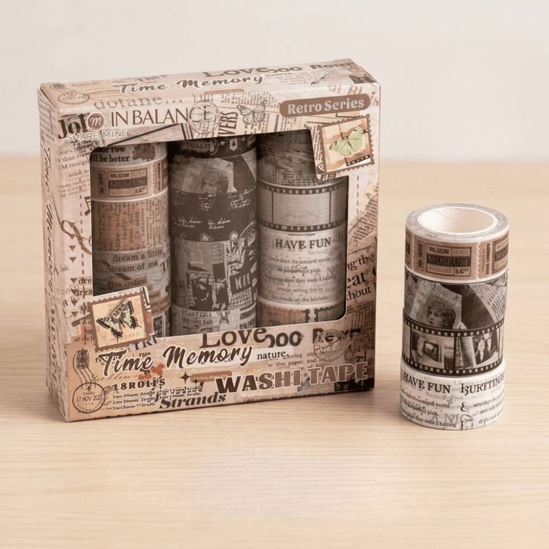 Washi Tape- 18 Rolls Retro Series