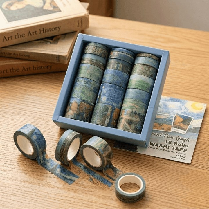 Washi Tape - 18 Rolls Vincent Van Gogh SeriesDecorative Washi TapeCrafty CuddleWashi Tape - 18 Rolls Vincent Van Gogh SeriesWashiTape WashiTapeAddict StationeryAddict CuteStationery PlannerAddict BulletJournal Scrapbooking DIYCrafts PaperCrafts CreativeJournaling StationeryShop