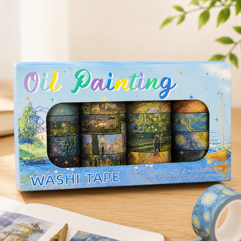Washi Tape 20 Rolls – Oil Painting Blue
