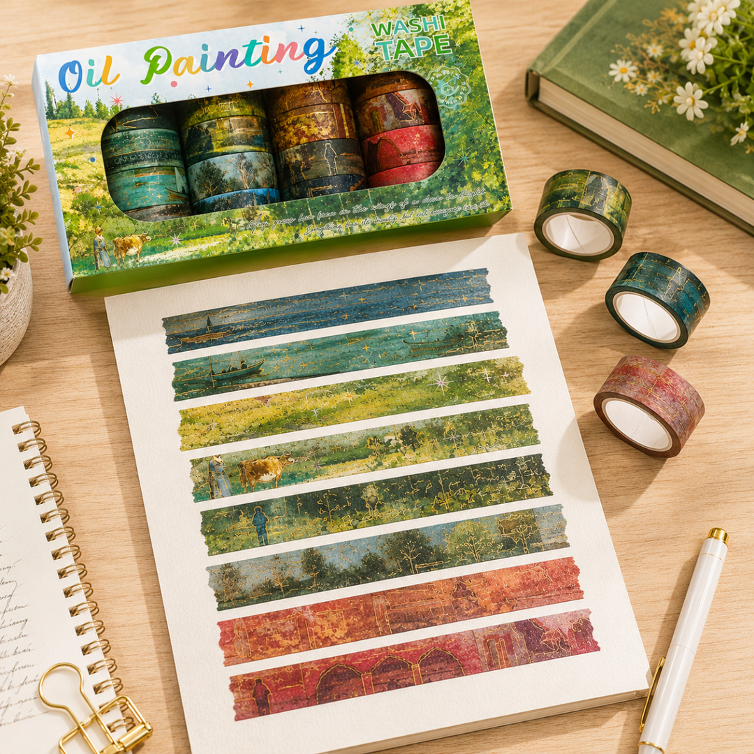 Washi Tape 20 Rolls – Oil Painting GreenDecorative Washi TapeCrafty CuddleWashi Tape 20 Rolls – Oil Painting Green