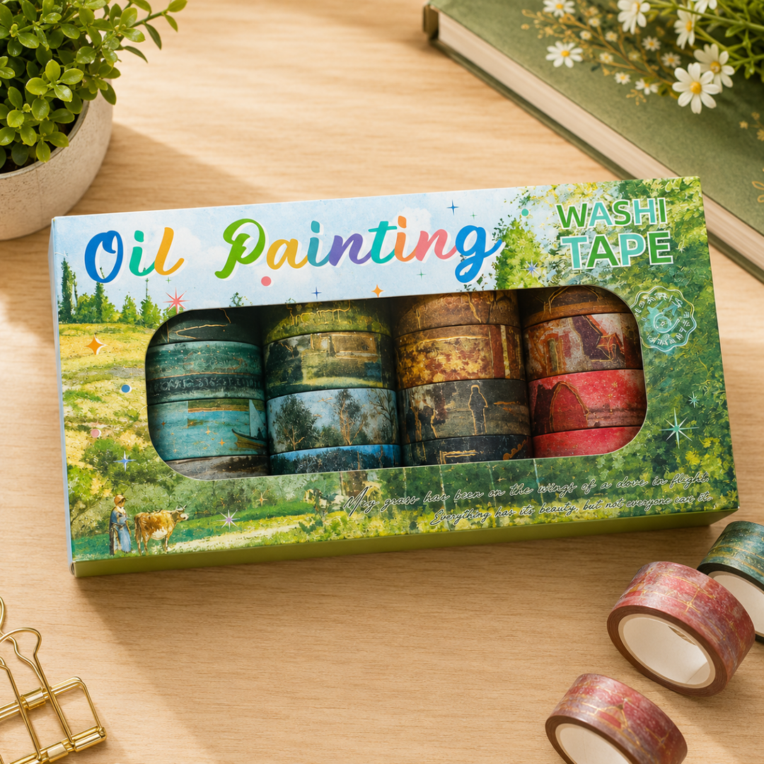 Washi Tape 20 Rolls – Oil Painting GreenDecorative Washi TapeCrafty CuddleWashi Tape 20 Rolls – Oil Painting Green