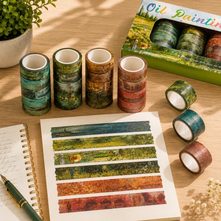 Washi Tape 20 Rolls – Oil Painting GreenDecorative Washi TapeCrafty CuddleWashi Tape 20 Rolls – Oil Painting Green
