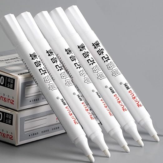 White Permanent Marker Pen Pack of 10Pack of smooth highlightersCrafty CuddleFive white markers with black text on a gray backgroundWhiteMarker PermanentMarker PaintMarker DIYCrafts ArtSupplies StationeryLover MarkerPen WaterproofMarker OfficeSupplies CraftSupplies
