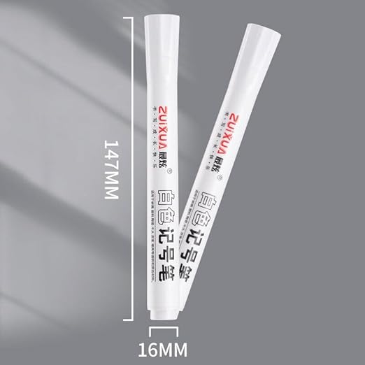 White Permanent Marker Pen Pack of 10Pack of smooth highlightersCrafty CuddleTwo white markers with red text on a gray background, showing measurements.WhiteMarker PermanentMarker PaintMarker DIYCrafts ArtSupplies StationeryLover MarkerPen WaterproofMarker OfficeSupplies CraftSupplies