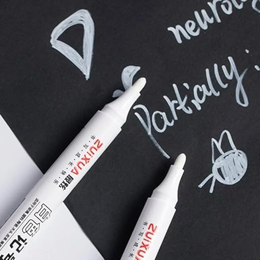 White Permanent Marker Pen Pack of 10Pack of smooth highlightersCrafty CuddleWhite markers on a blackboard with writings and drawings.WhiteMarker PermanentMarker PaintMarker DIYCrafts ArtSupplies StationeryLover MarkerPen WaterproofMarker OfficeSupplies CraftSupplies